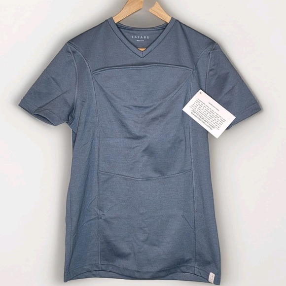 Lalabu Mens Classic Dad Shirt M Baby Carrying Top in Gray Blue Brook - Picture 1 of 7